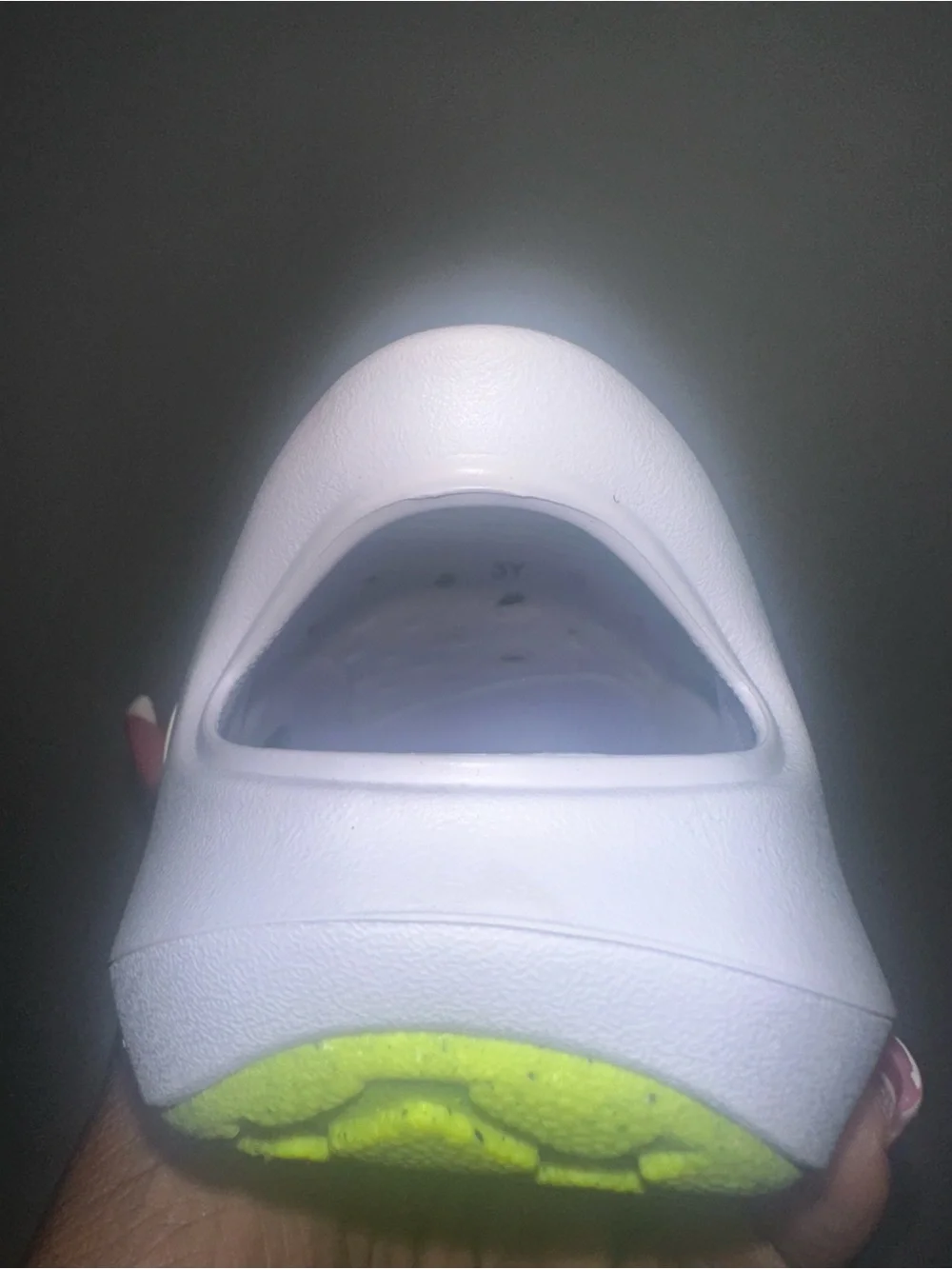Nike Kids White Clog Sandals with Neon Yellow Swoosh